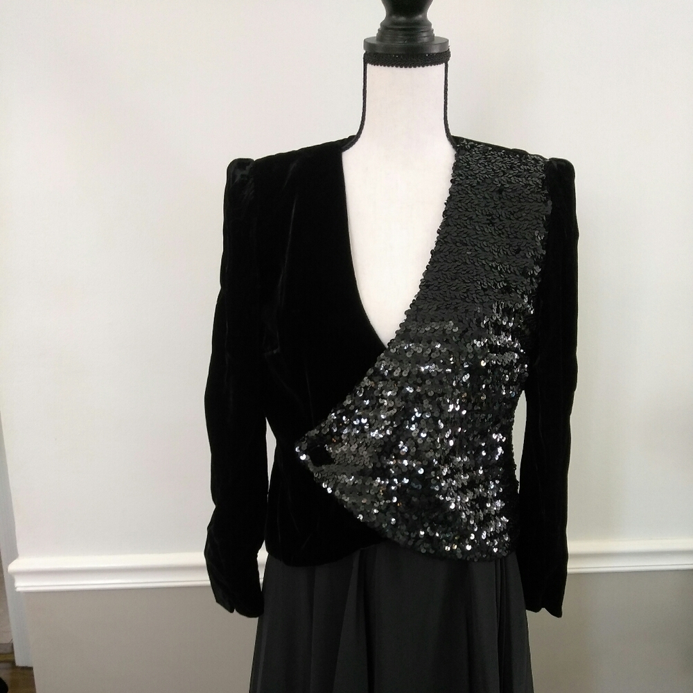 Vintage Velvet and Sequin Wrap Jacket